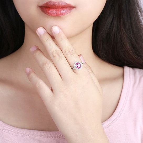 14k Gold 2.50 Ctw Natural Spinel & Diamond Ring - 5