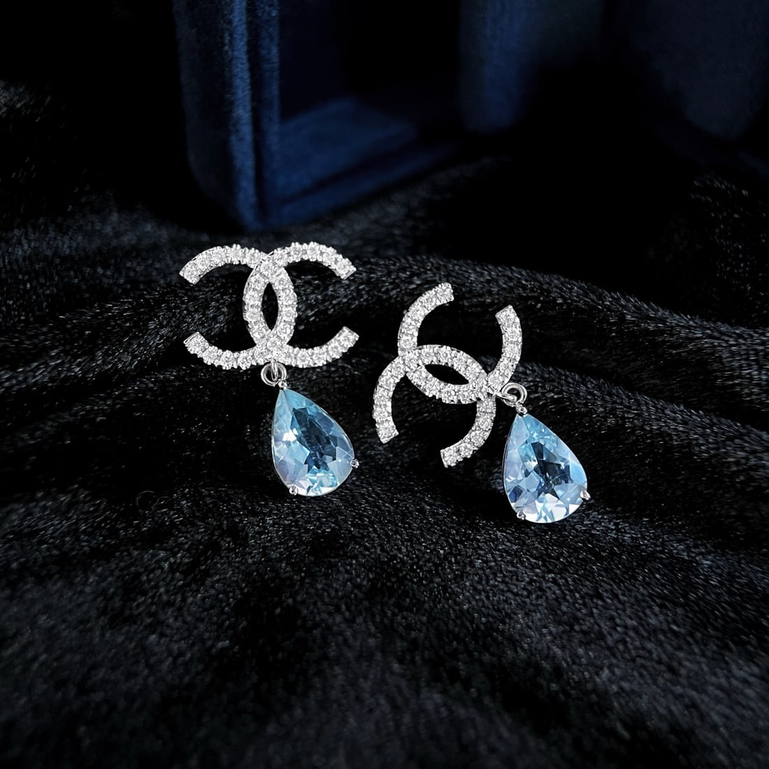 14k Gold 2.72 Ct Natural Aquamarine & Diamond Earrings - 2