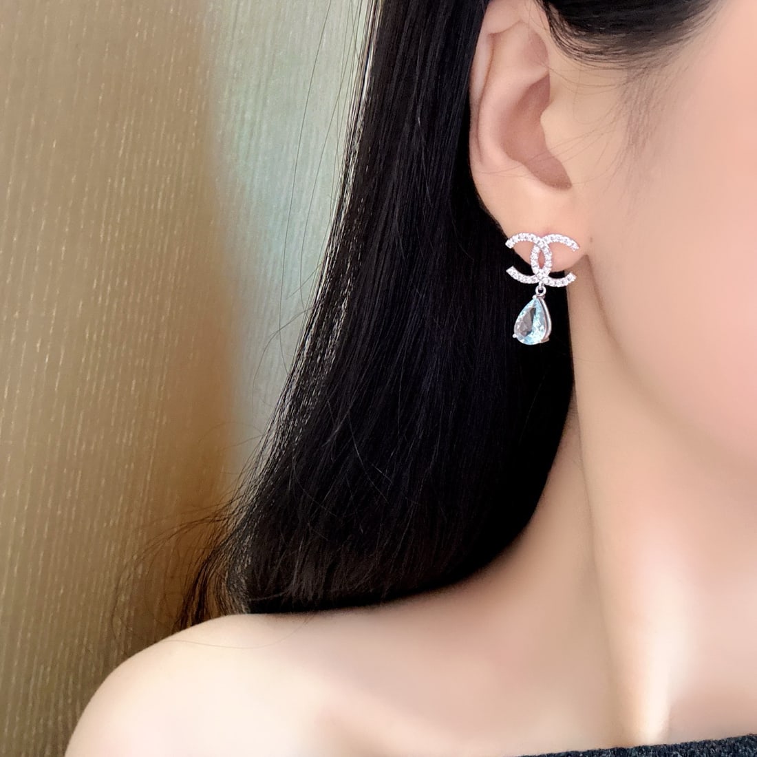 14k Gold 2.72 Ct Natural Aquamarine & Diamond Earrings - 5