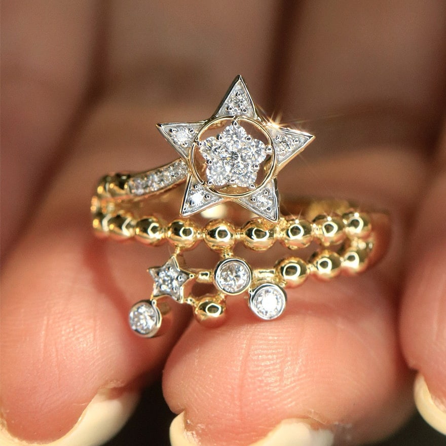 14k Gold 0.25 Ct Natural H Diamond Ring - 6