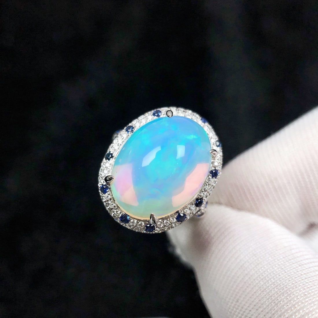 14k Gold 6.40 Ctw Natural Opal & Diamond Ring - 3