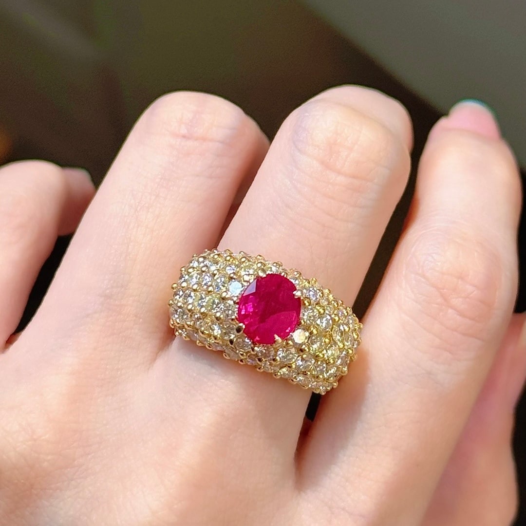 14k Gold 4.61 Ctw Natural Ruby & Diamond Ring - 6