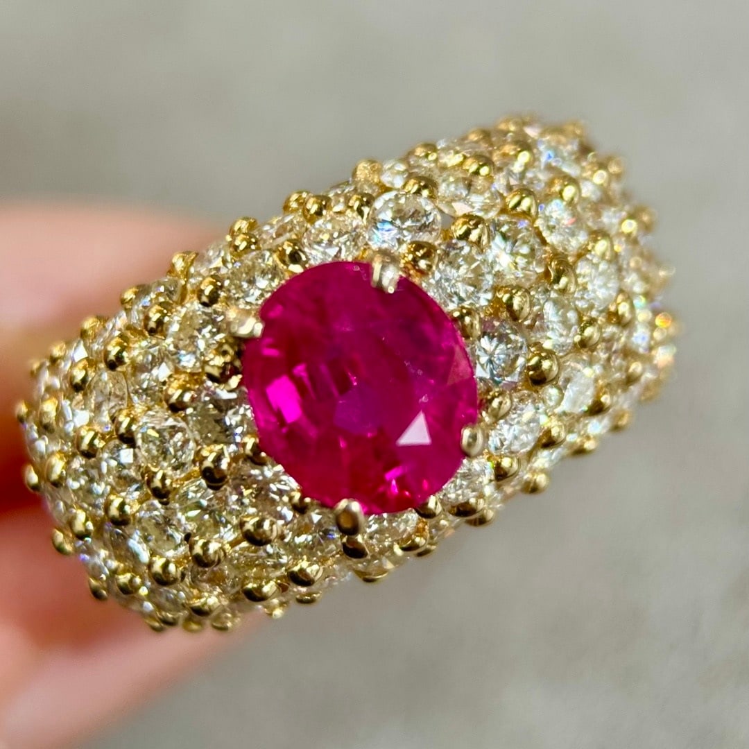 14k Gold 4.61 Ctw Natural Ruby & Diamond Ring - 8