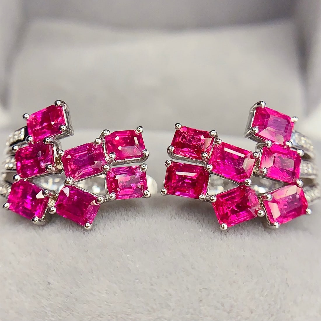 14k Gold 4.07 Ct Natural Ruby & Diamond Earrings - 4