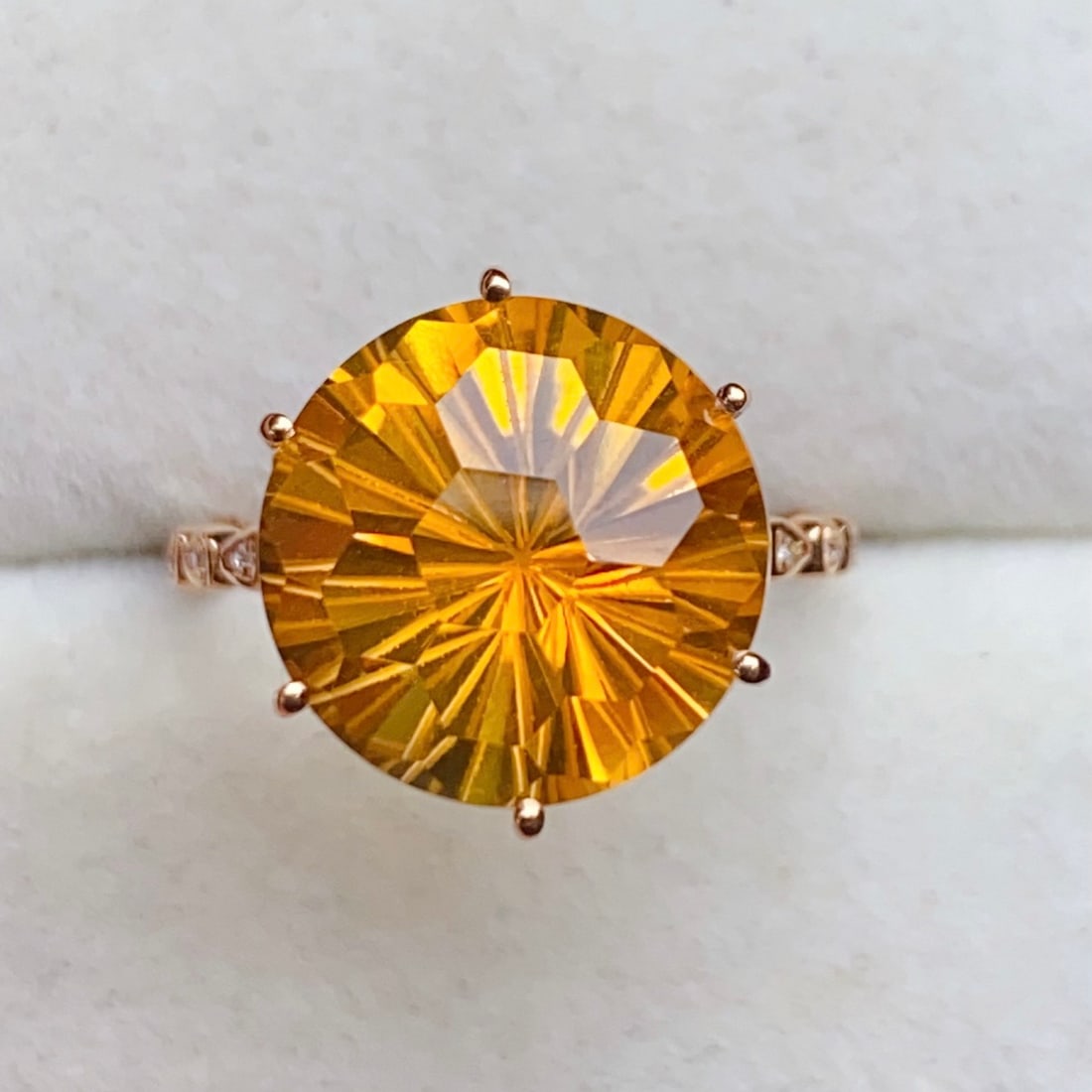 14k Gold 7.12 Ctw Natural Citrine & Diamond Ring - 2