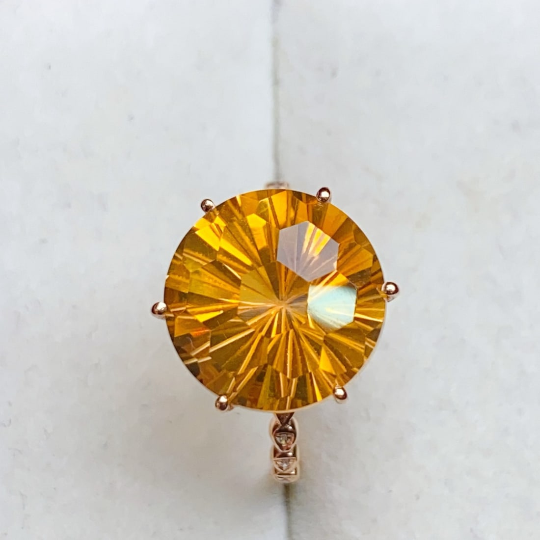 14k Gold 7.12 Ctw Natural Citrine & Diamond Ring - 3