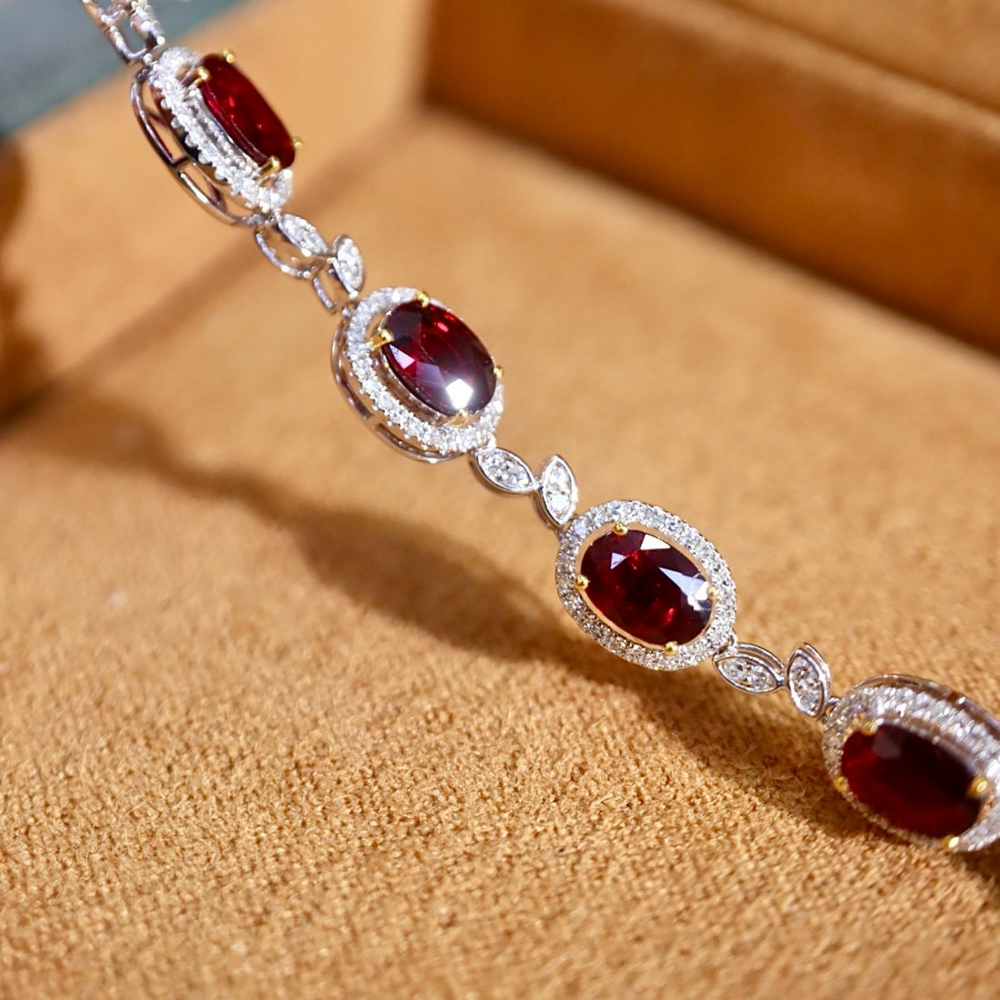 14k Gold 5.43 Ctw Natural Ruby & Diamond Bracelet - 3