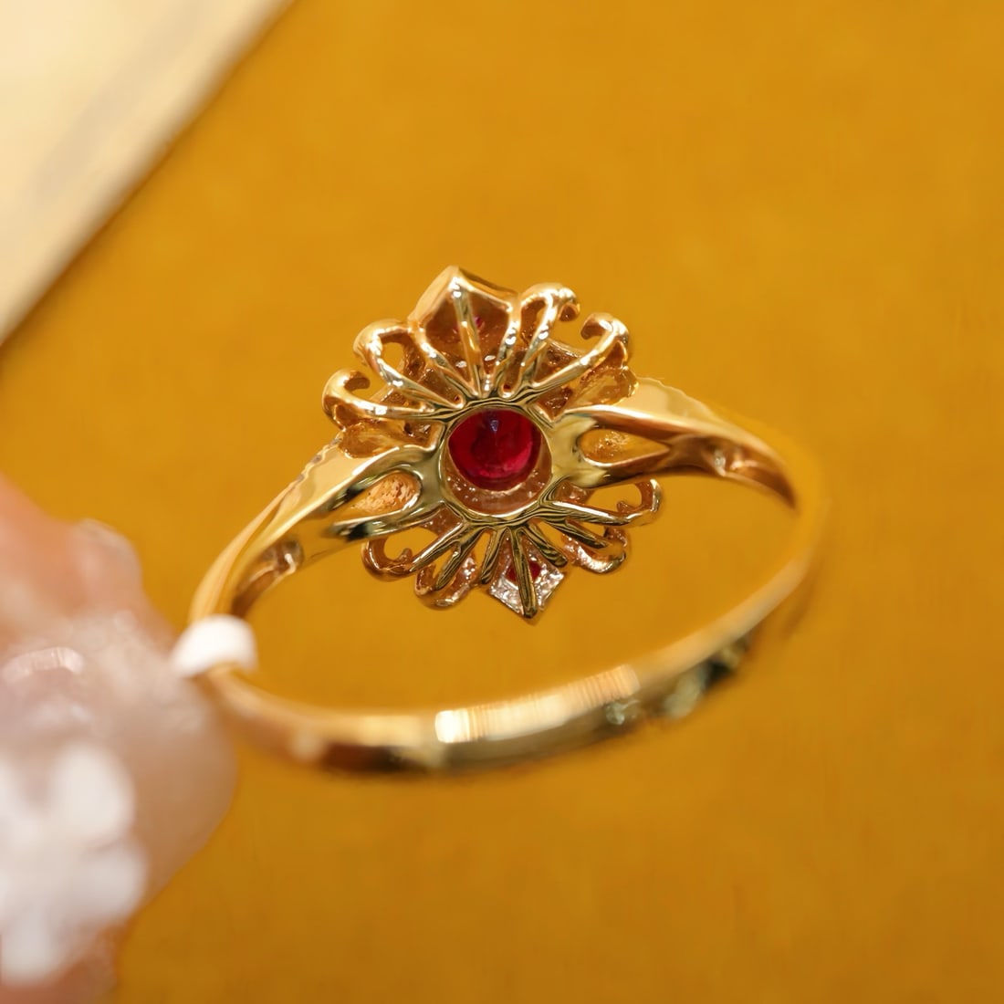 14k Gold 0.60 Ctw Natural Ruby & Ruby Ring - 5