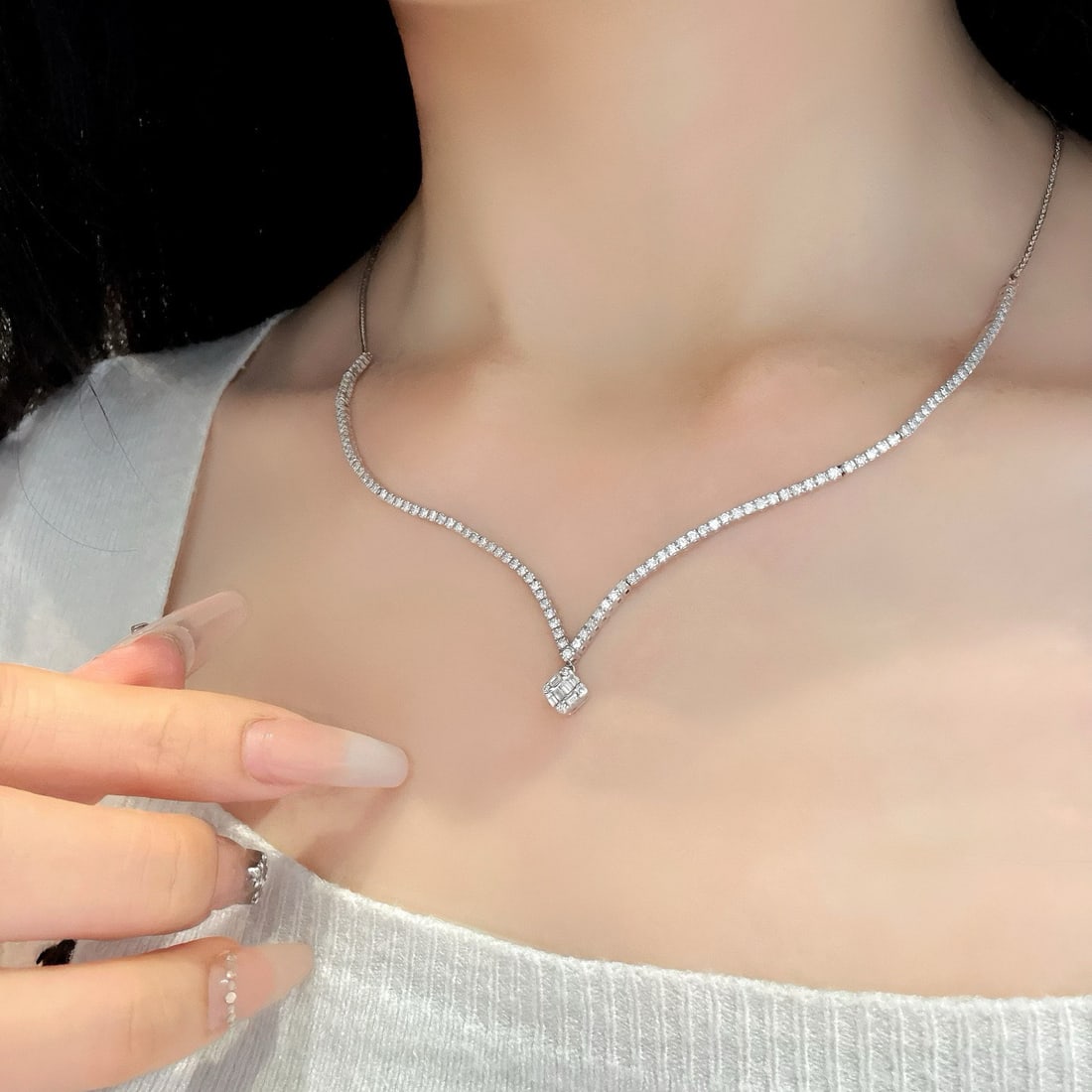 14k Gold 2 Ct Natural H Diamond Necklace - 3