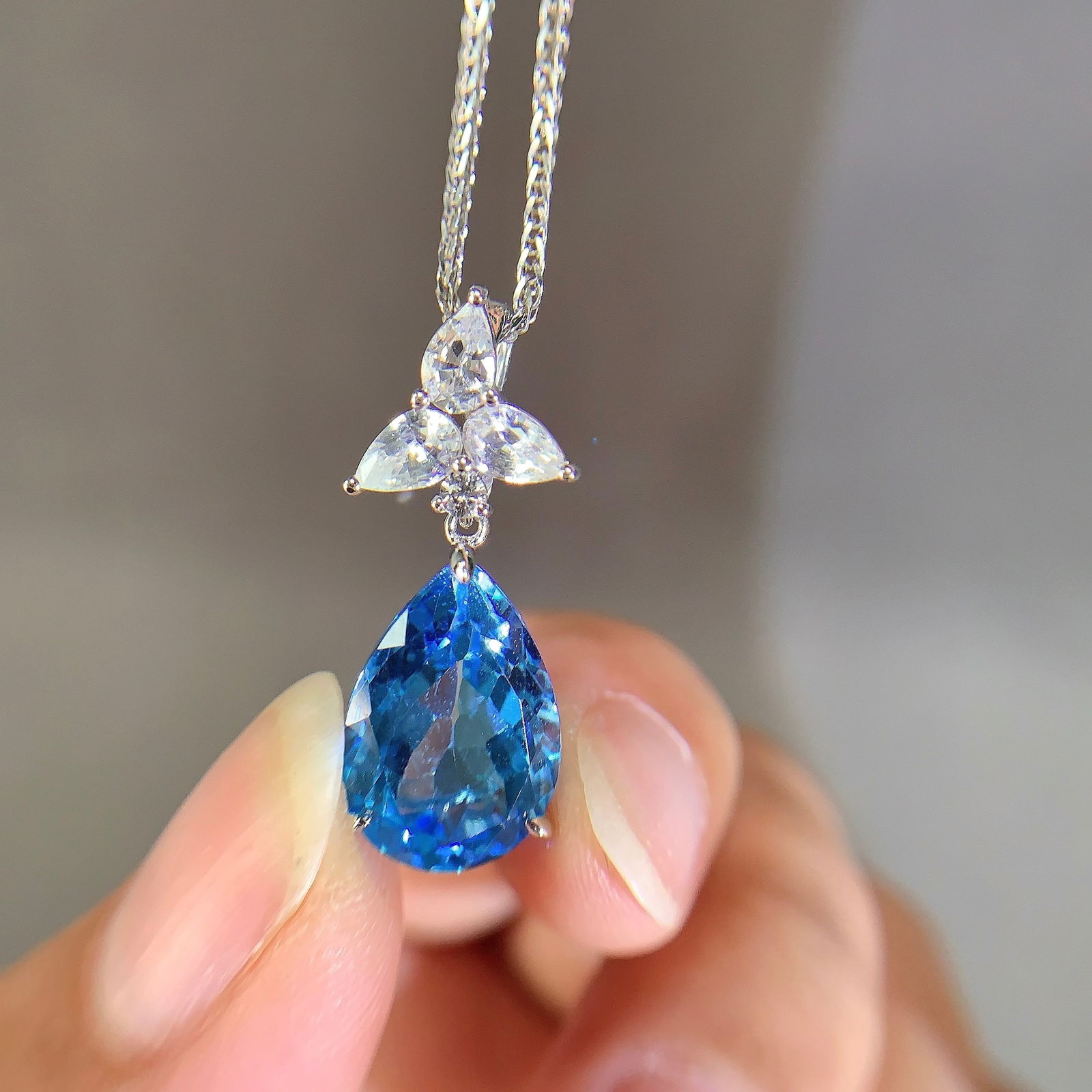 14k Gold 8.67 Ctw Natural Topaz & Sapphire Pendant( Without Chain ) - 3