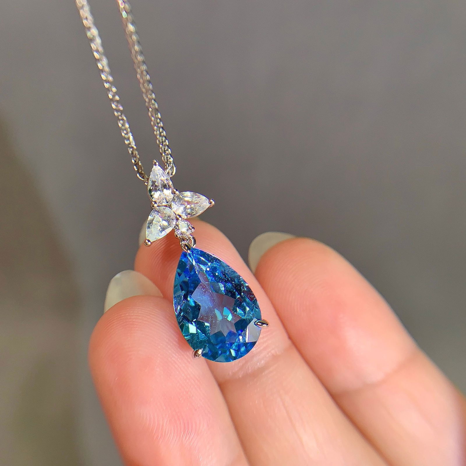 14k Gold 8.67 Ctw Natural Topaz & Sapphire Pendant( Without Chain ) - 5