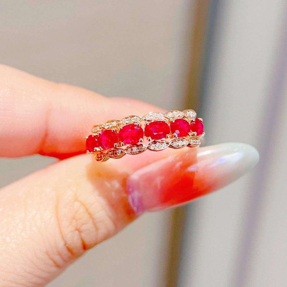 14k Gold 1.29 Ct Natural Ruby & Diamond Ring - 4