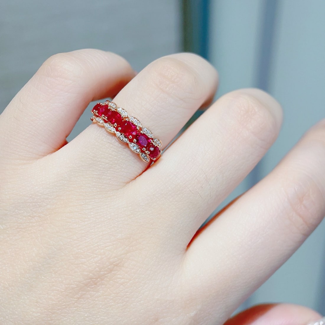 14k Gold 1.29 Ct Natural Ruby & Diamond Ring - 5