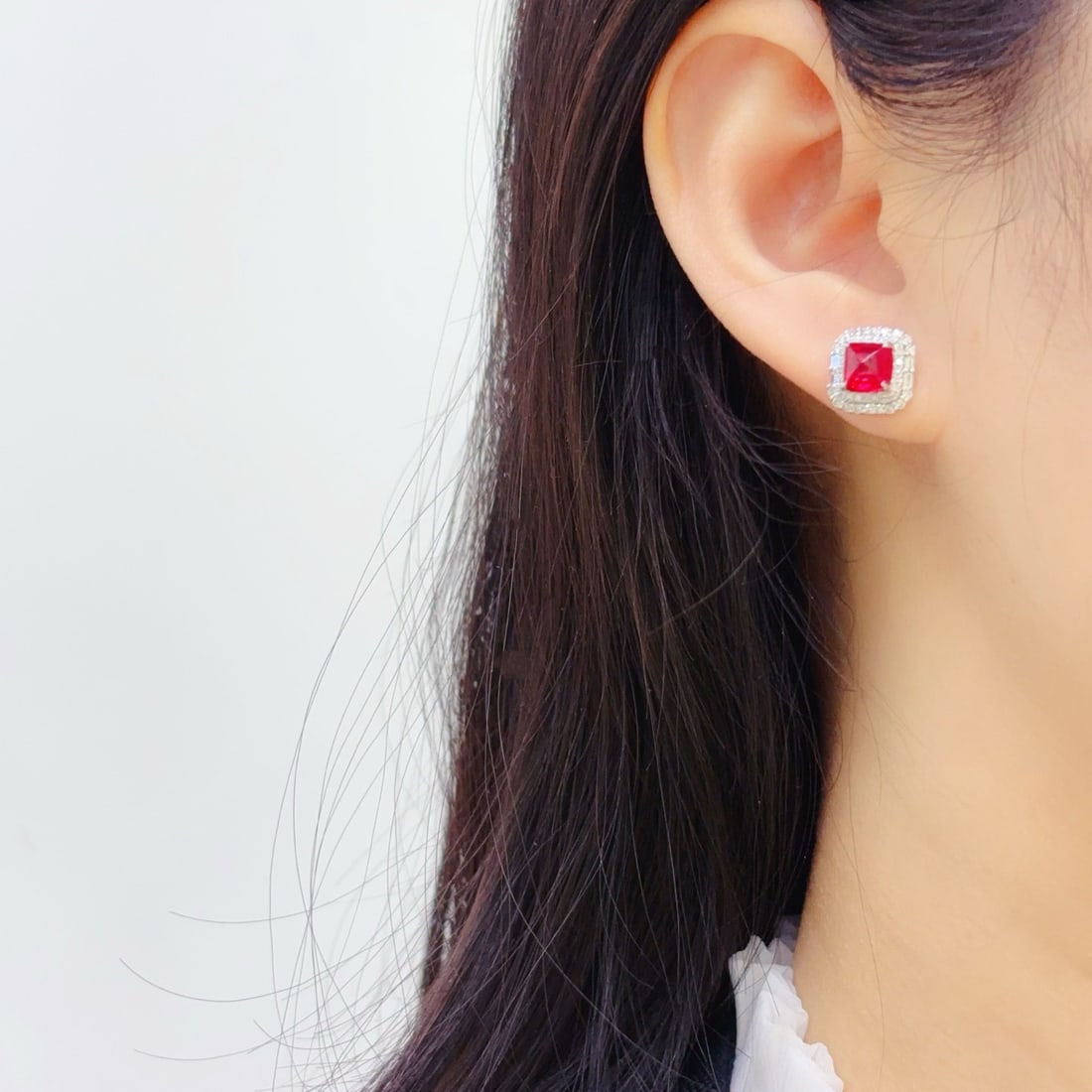 14k Gold 3 Ct Natural Spinel & Diamond Earrings - 7