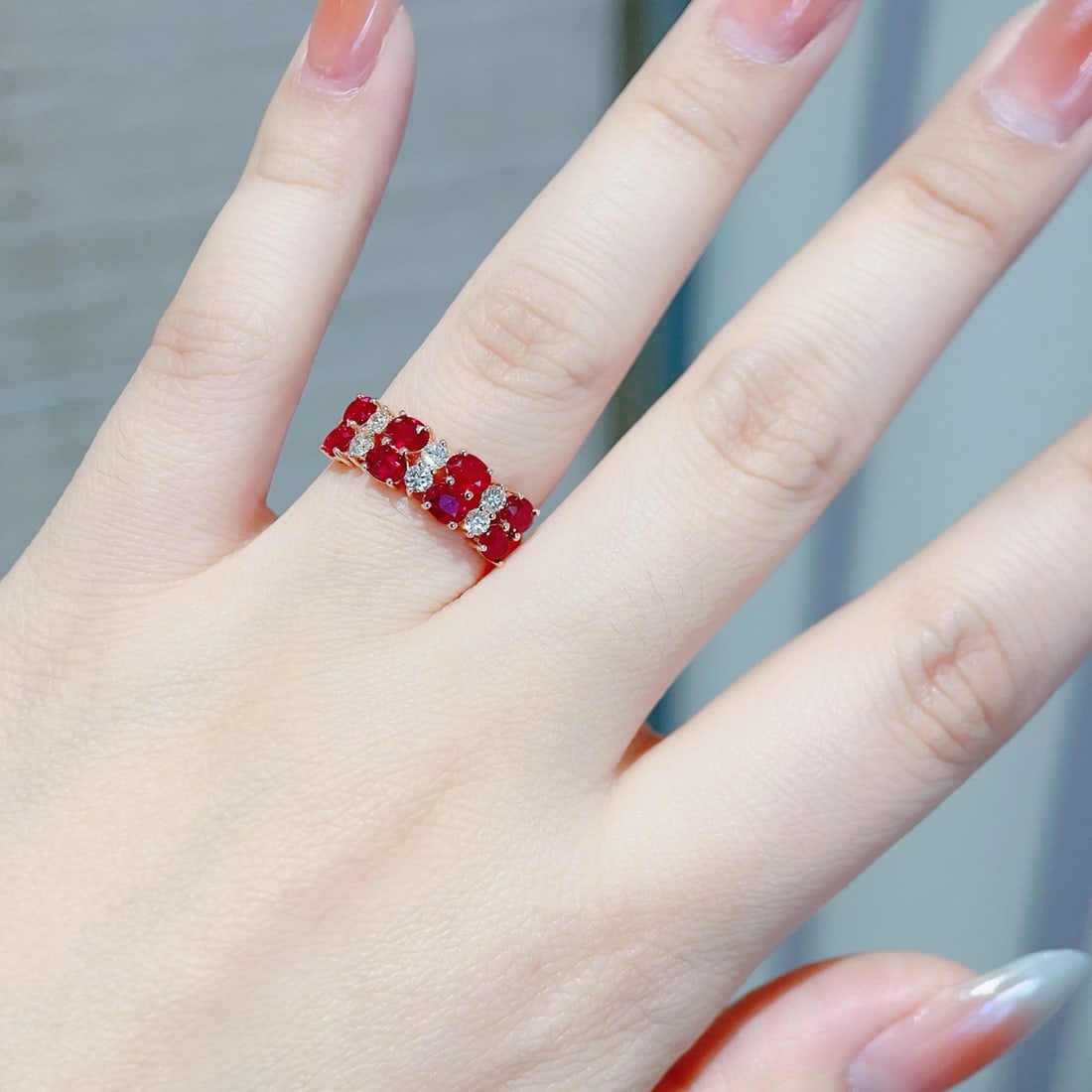 14k Gold 1.7 Ct Natural Ruby & Diamond Ring - 9