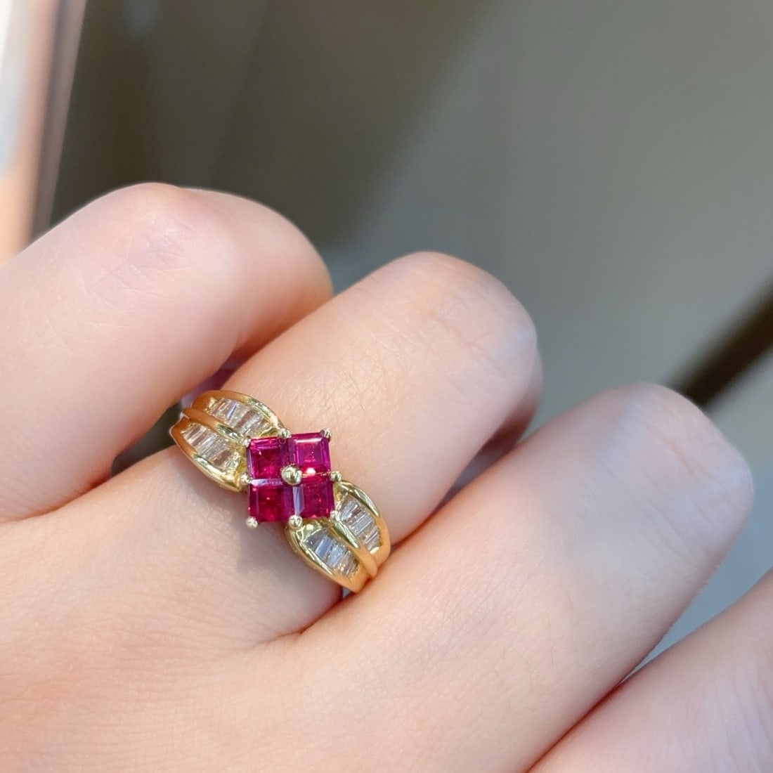 14k Gold 1.48 Ctw Natural Ruby & Diamond Ring - 4