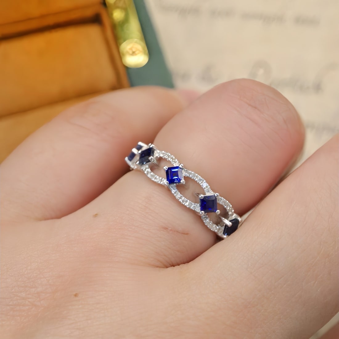 14k Gold 0.88 Ctw Natural Sapphire & Diamond Ring - 5