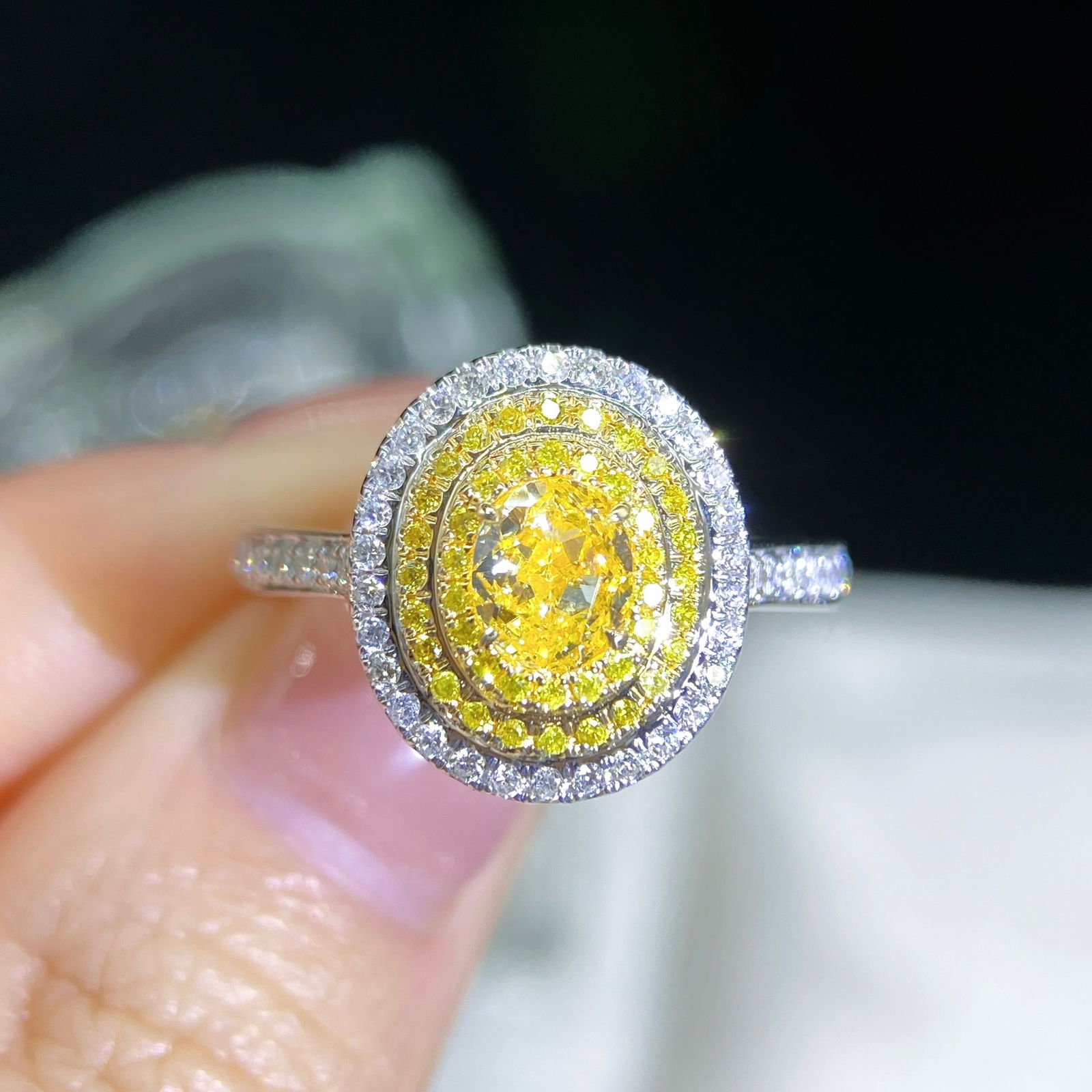 14k Gold 1.01 Ctw Natural Yellow Diamond & Diamond Ring - 2