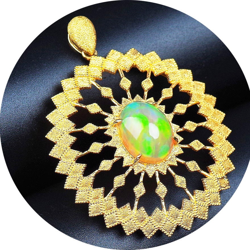 14k Gold 4.63 Ct Natural Opal Pendant( Without Chain ) - 5