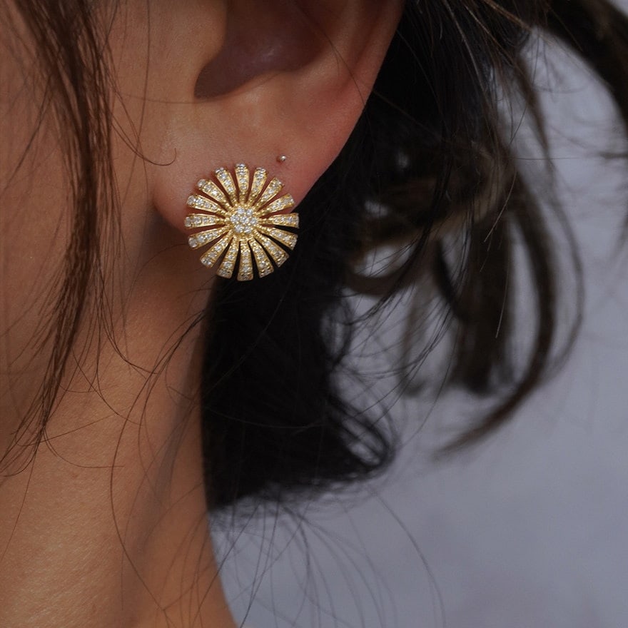 14k Gold 0.8 Ct Natural H Diamond Earrings - 4