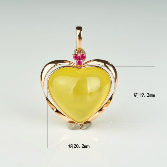 14k Gold 30.58 Ct Natural Prehnite & Ruby Pendant( Without Chain ) - 8