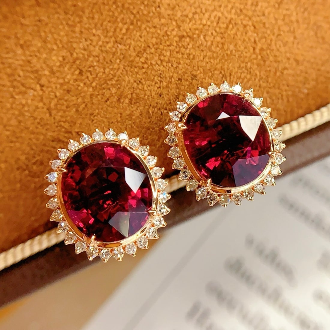 14k Gold 5.36 Ct Natural Tourmaline & Diamond Earrings - 2