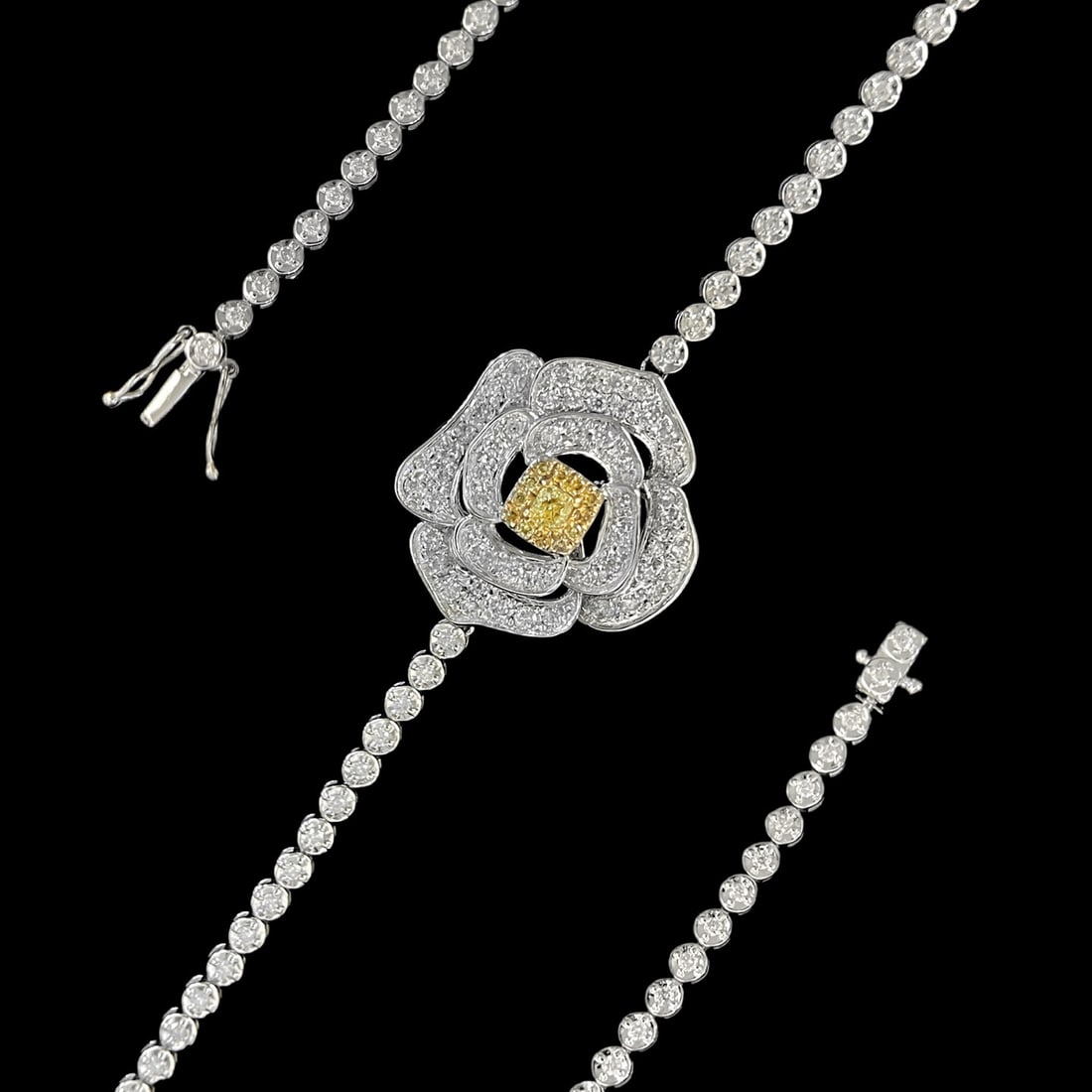 14k Gold 2.75 Ctw Natural Color Diamond & Flowers Jewelry Set - 3