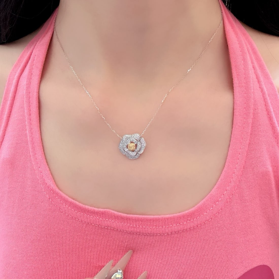 14k Gold 2.75 Ctw Natural Color Diamond & Flowers Jewelry Set - 5