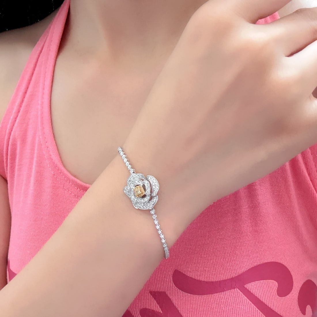 14k Gold 2.75 Ctw Natural Color Diamond & Flowers Jewelry Set - 6