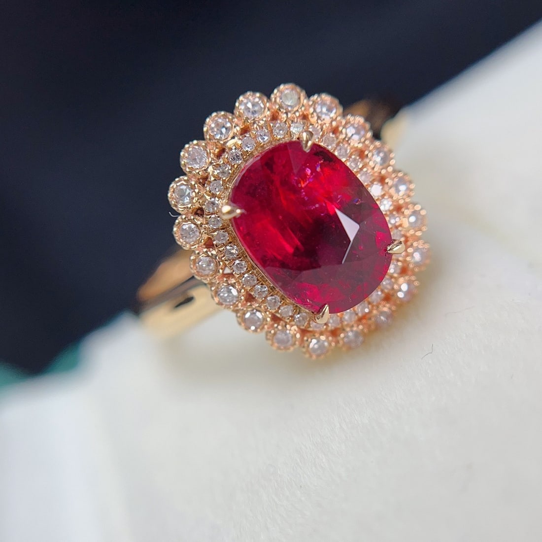 14k Gold 2.20 Ct Natural Tourmaline & Diamond Ring - 6