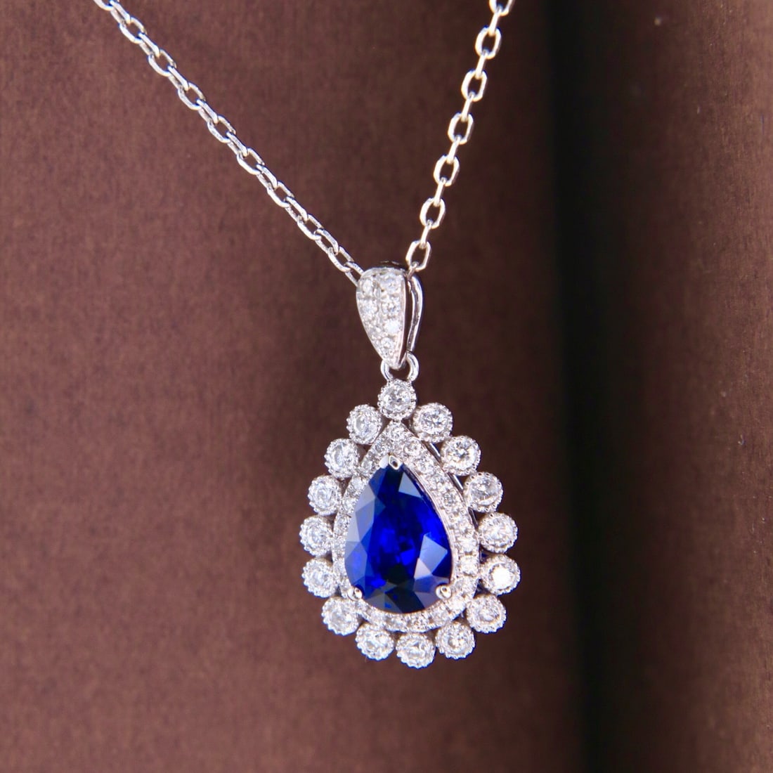 14k Gold 1.44 Ctw Natural Sapphire & Diamond Pendant( Without Chain ) - 2