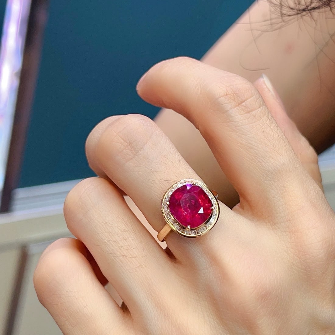 14k Gold 3.60 Ct Natural Tourmaline & Diamond Ring - 6