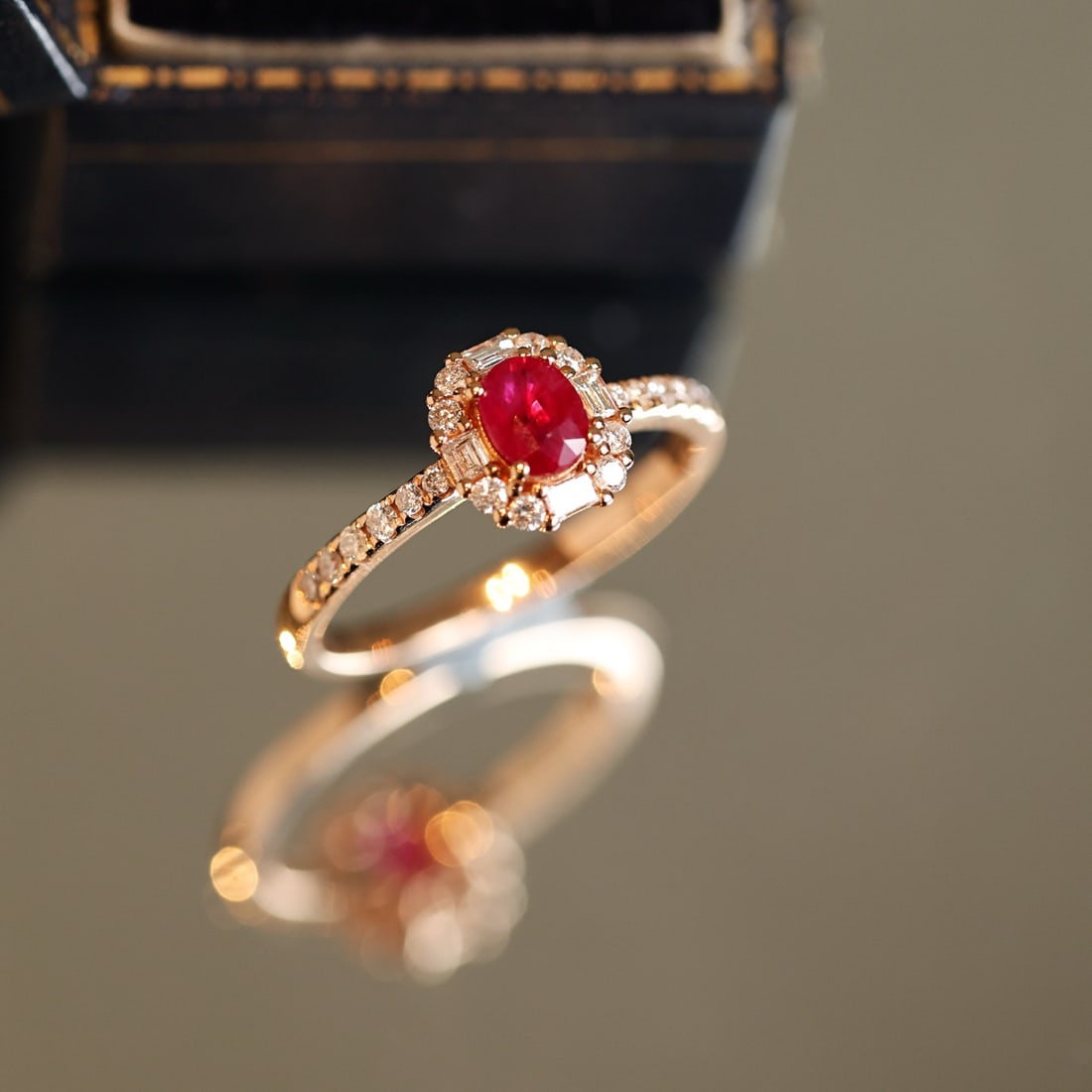 14k Gold 0.95 Ctw Natural Ruby & Diamond Ring - 2