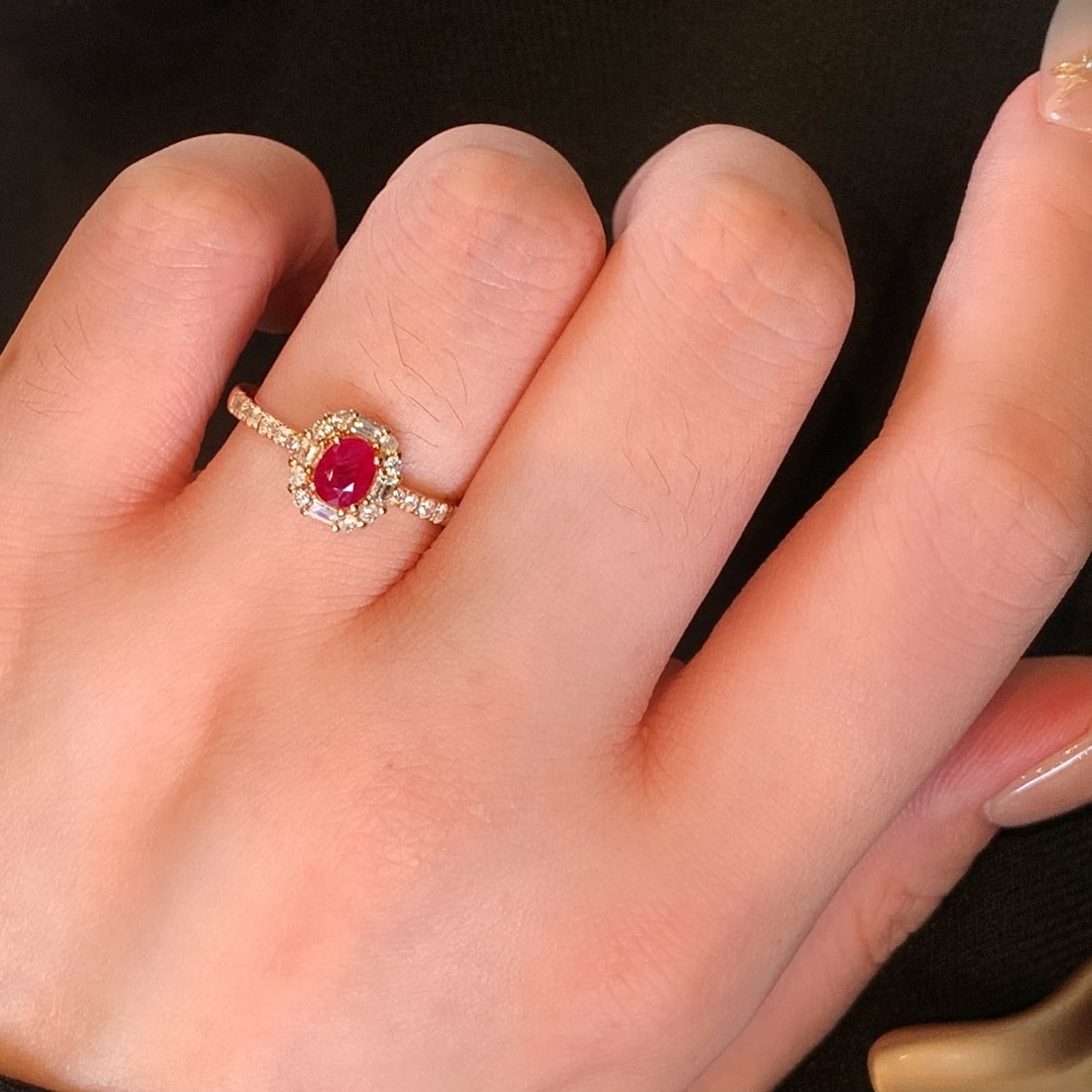 14k Gold 0.95 Ctw Natural Ruby & Diamond Ring - 3