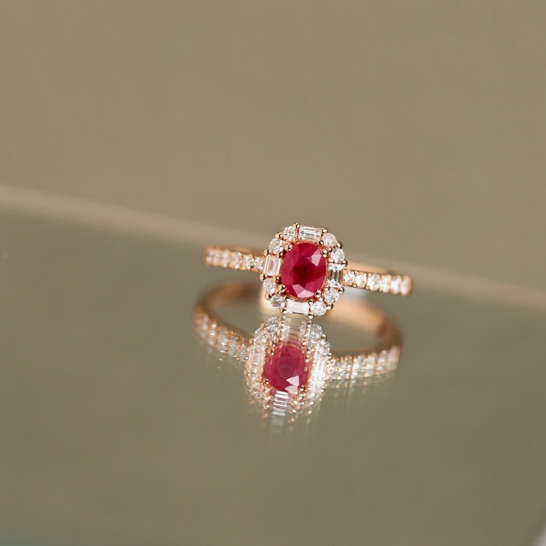 14k Gold 0.95 Ctw Natural Ruby & Diamond Ring - 7