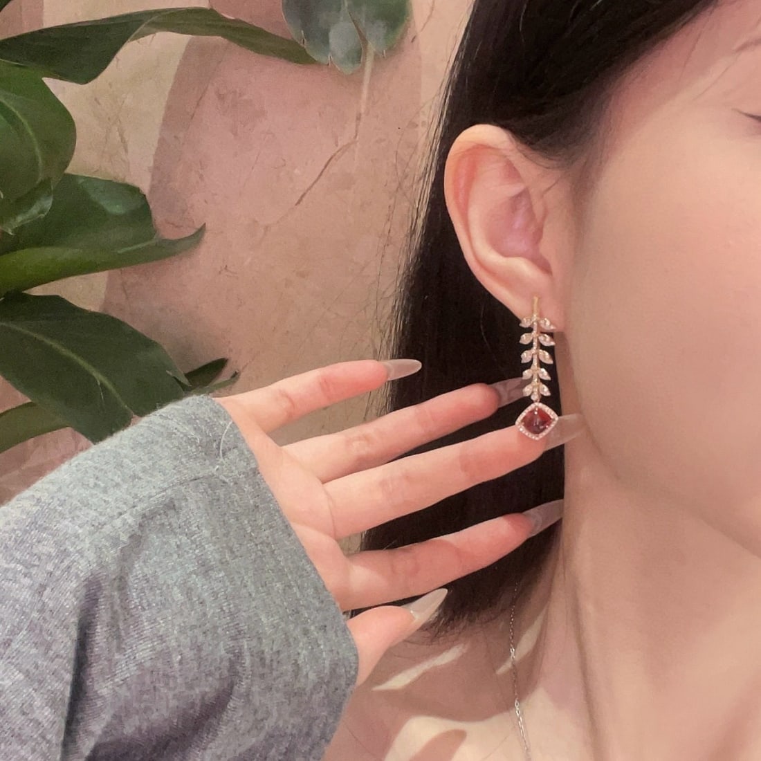 14k Gold 3.3 Ct Natural Tourmaline & Diamond Earrings - 2