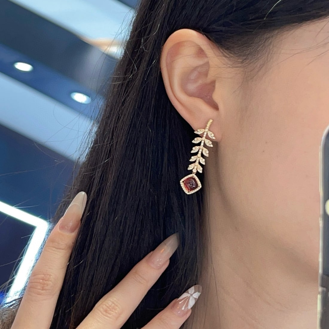 14k Gold 3.3 Ct Natural Tourmaline & Diamond Earrings - 3