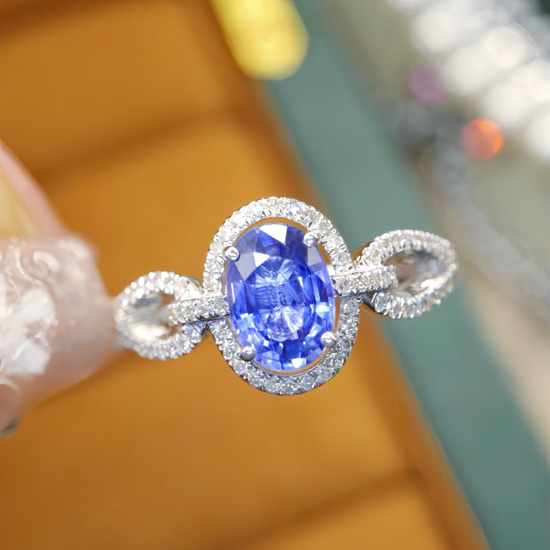 14k Gold 1.41 Ctw Natural Sapphire & Diamond Ring: Ref:231104406 // gold content:14k gold // ring size:7. 25us // // main gemstone:sapphire // shape:oval // carat weight:1. 20ct // color:blue // treatment:natural // // adjacent gemstone 2 :