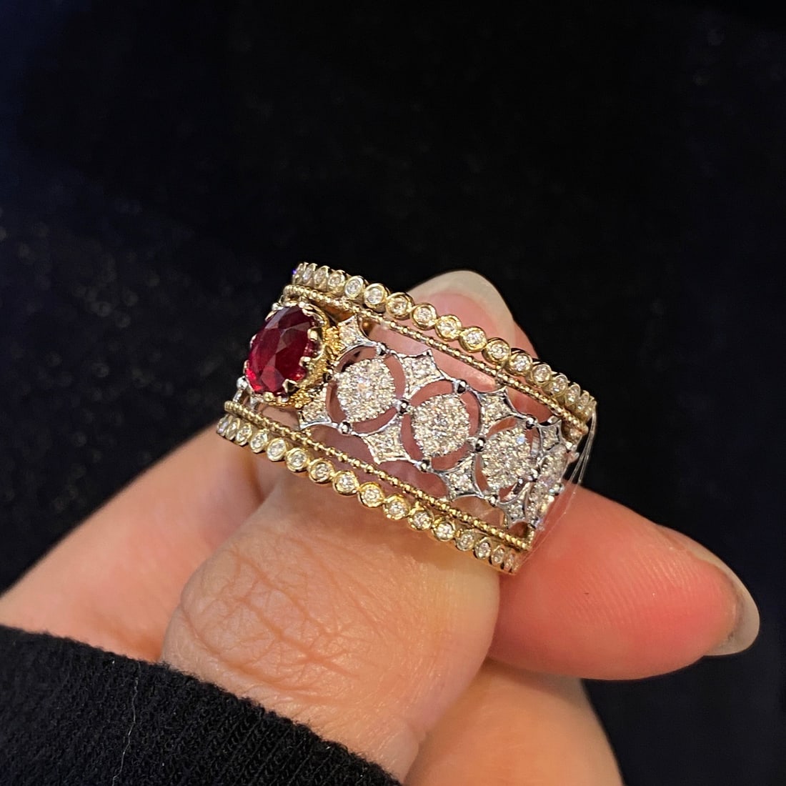 14k Gold 1.33 Ctw Natural Ruby & Diamond Ring - 2