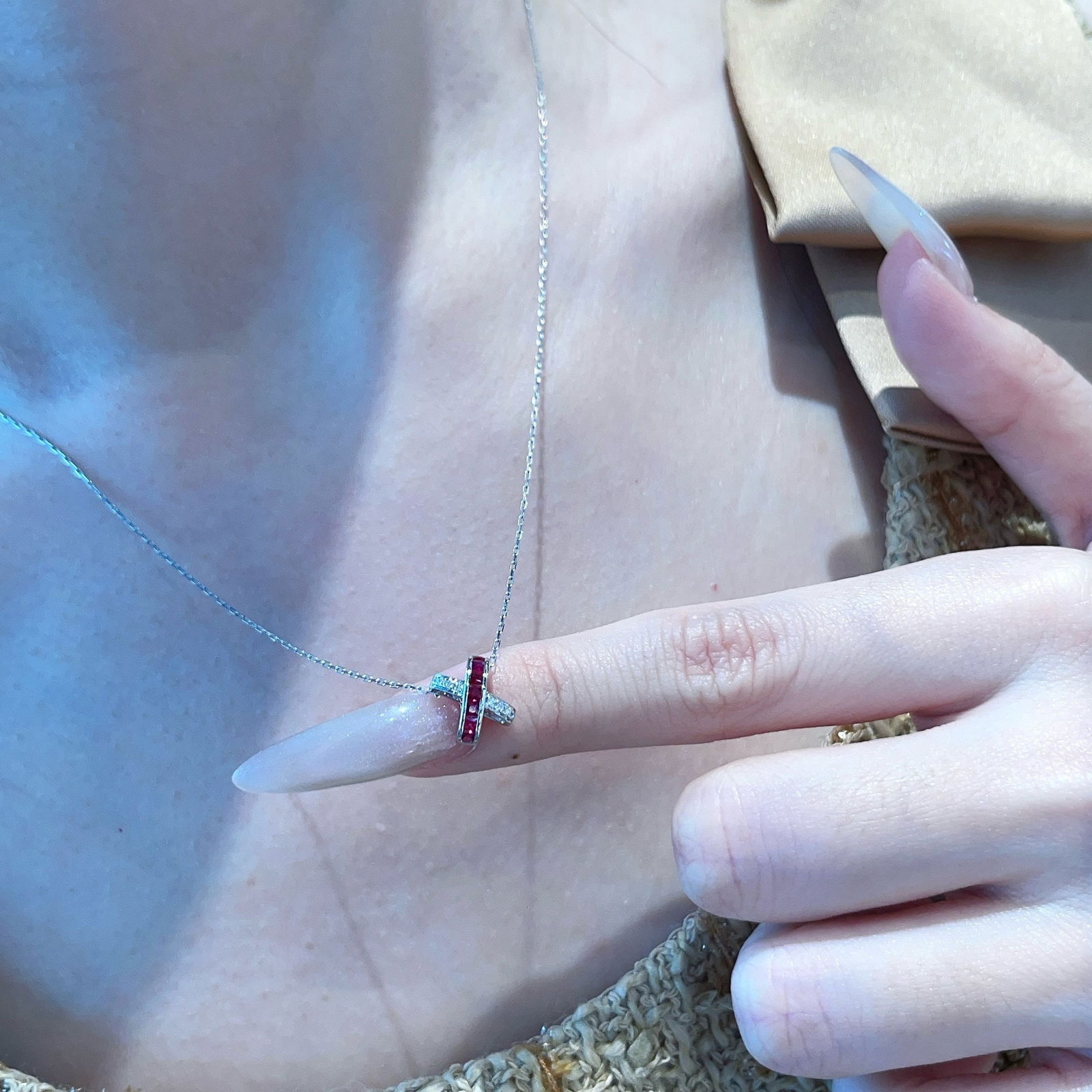 14k Gold 0.25 Ct Natural Ruby & Diamond Pendant( Without Chain ) - 2