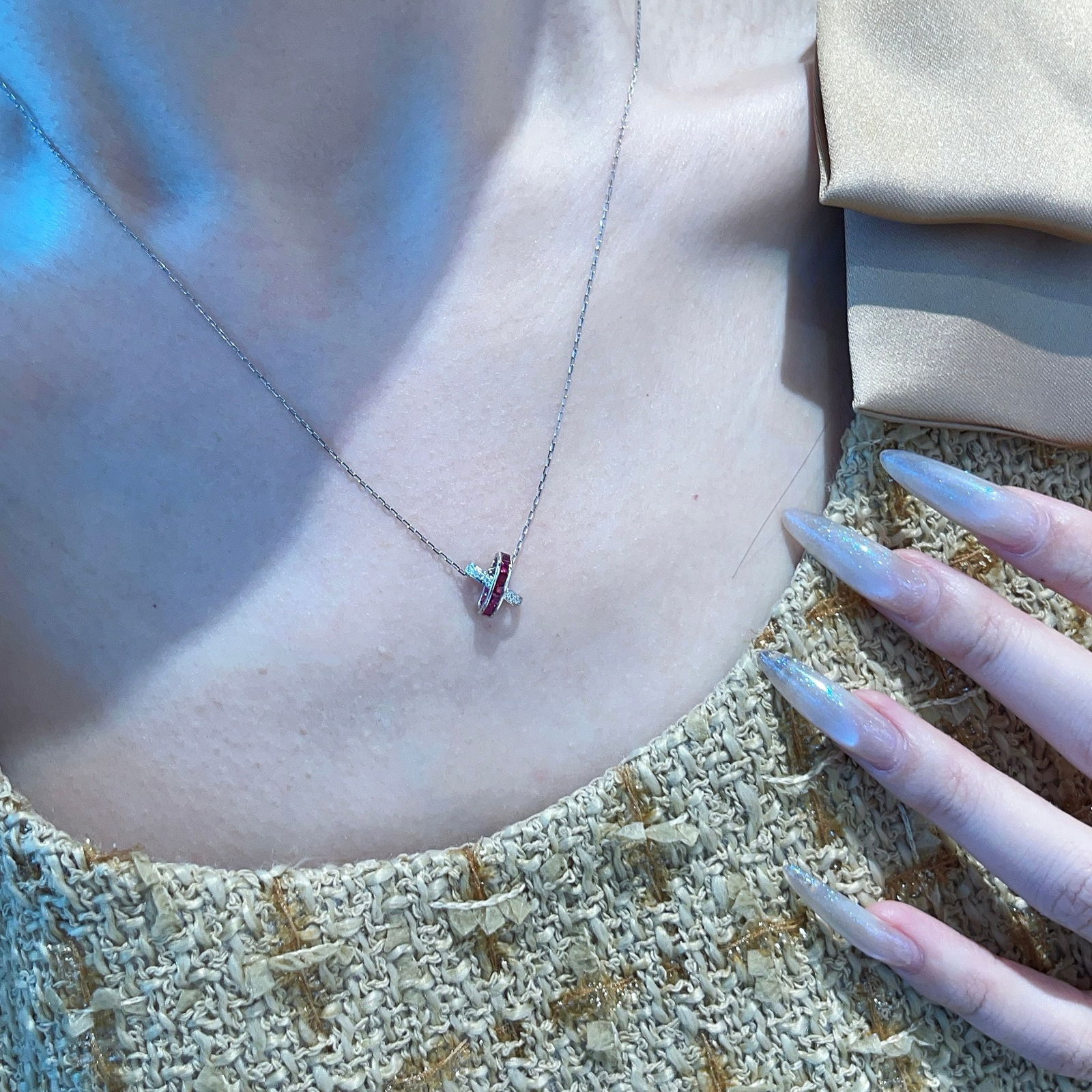 14k Gold 0.25 Ct Natural Ruby & Diamond Pendant( Without Chain ) - 3