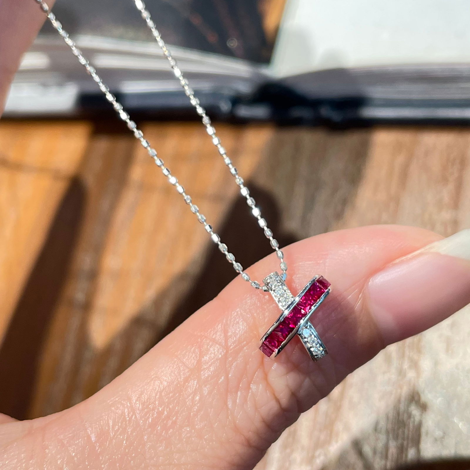 14k Gold 0.25 Ct Natural Ruby & Diamond Pendant( Without Chain ) - 5