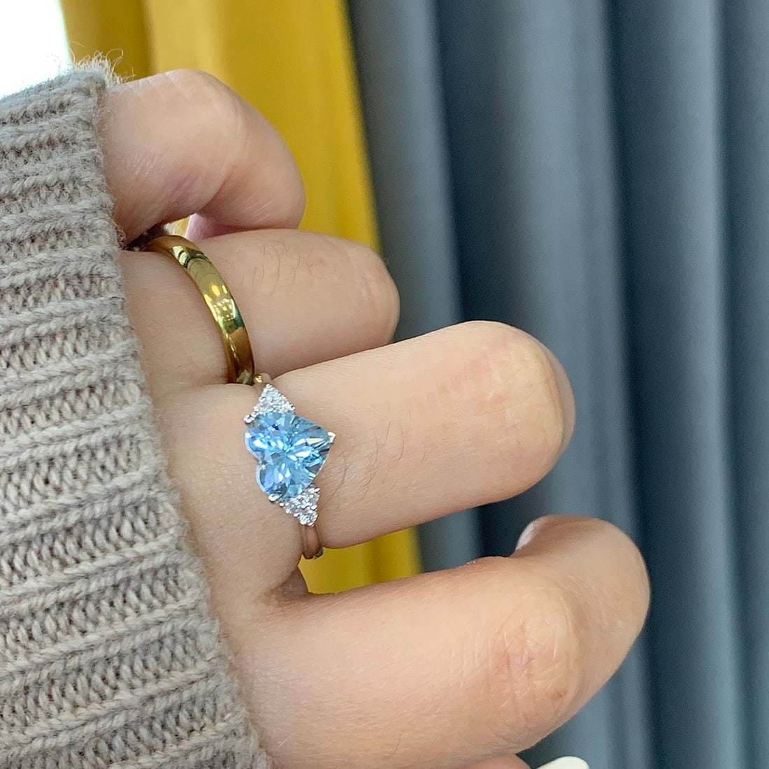 14k Gold 1.70 Ctw Natural Aquamarine & Diamond Ring - 4