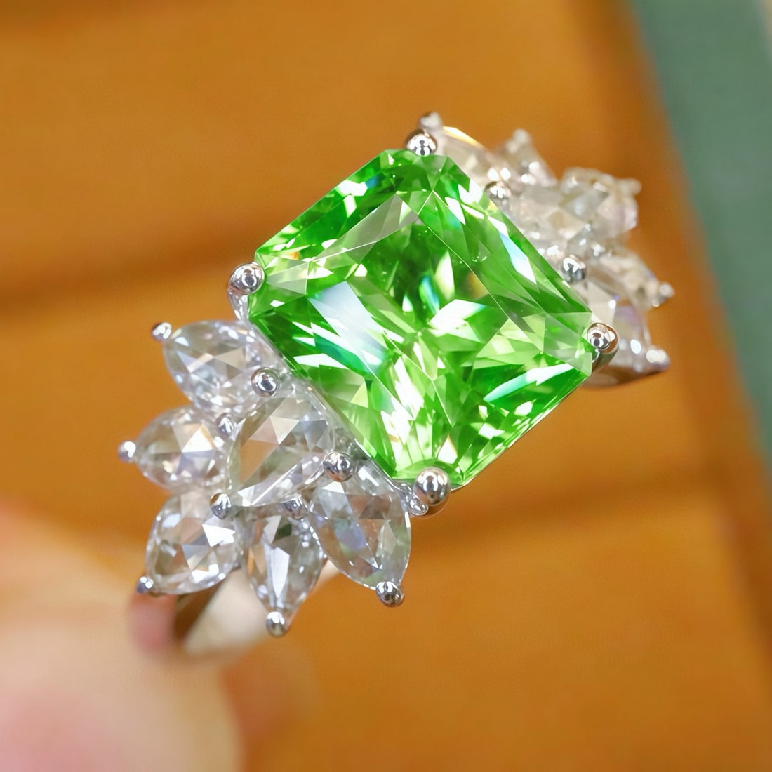 14k Gold 2.62 Ctw Natural Tsavorite & Diamond Ring - 2