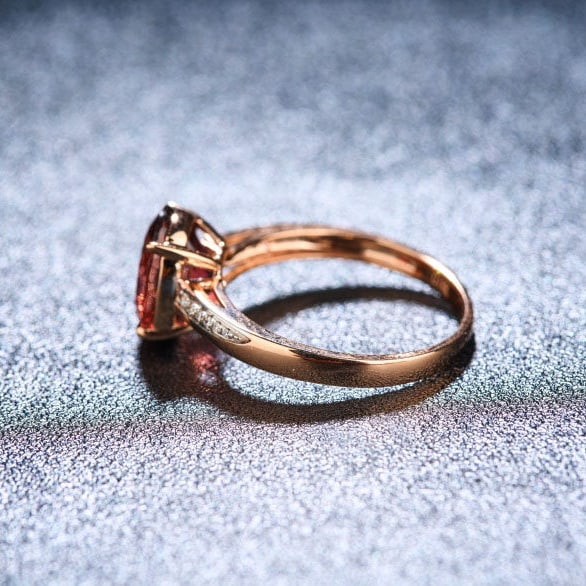 14k Gold 2.5 Ct Natural Tourmaline & Diamond Ring - 4