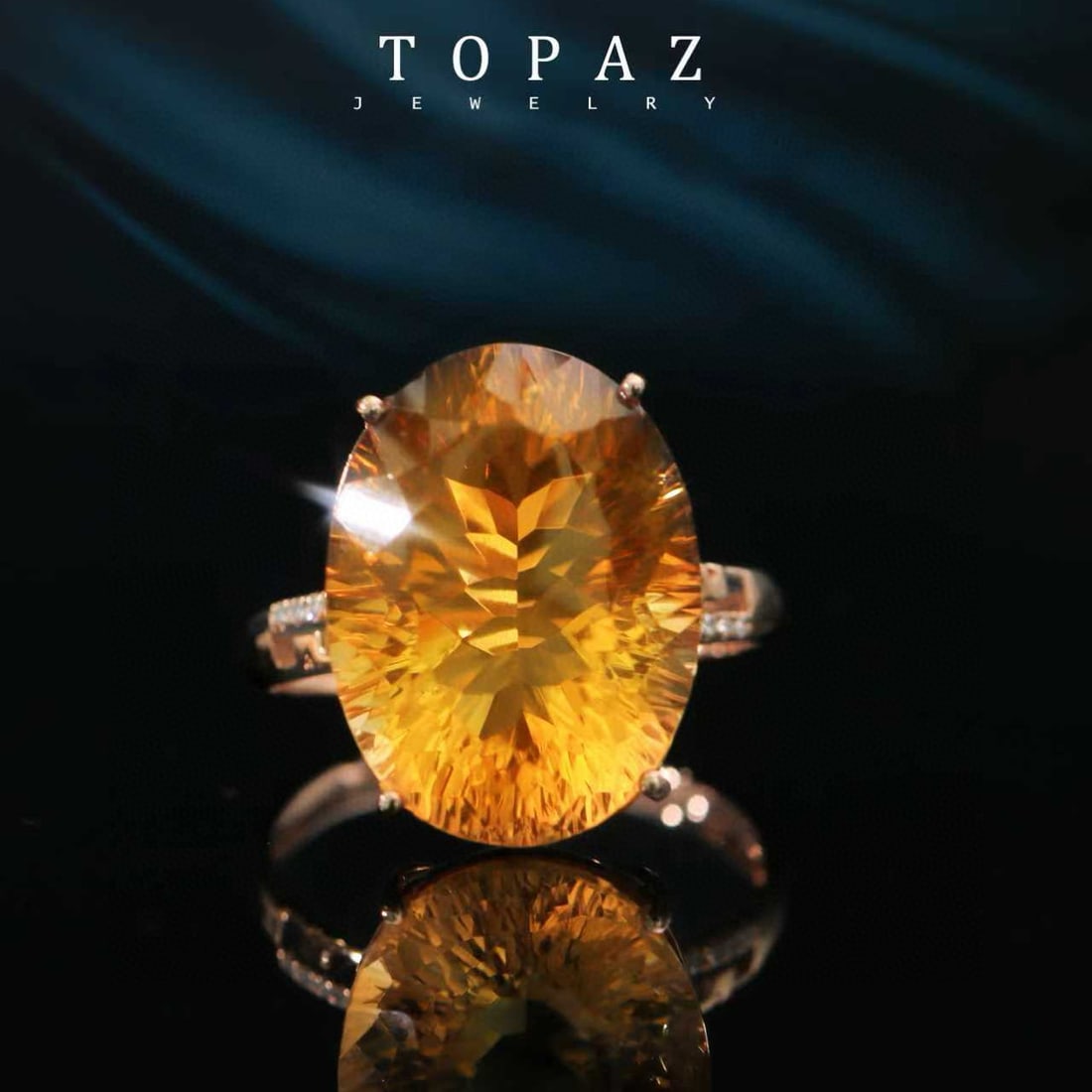 14k Gold 10.98 Ctw Natural Citrine & Diamond Ring - 5