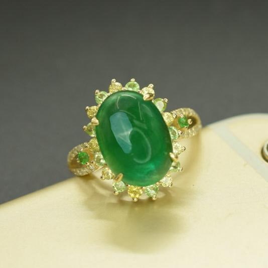 14k Gold 5.21 Ctw Natural Emerald & Sapphire Ring - 5