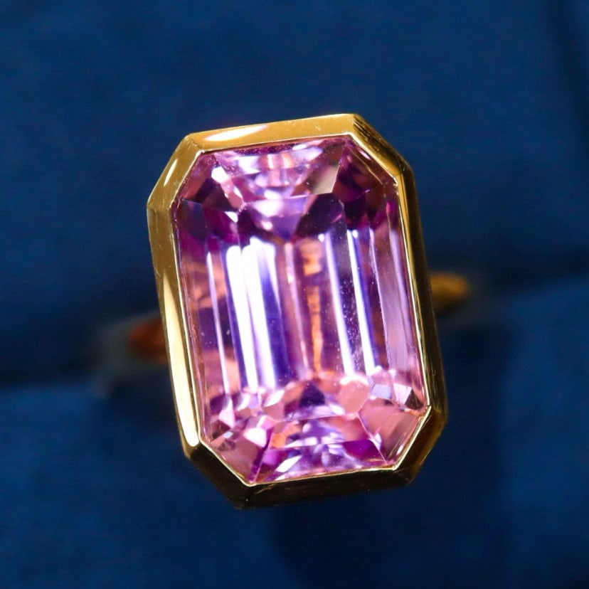 14k Gold 8.50 Ct Natural Kunzite Ring - 2
