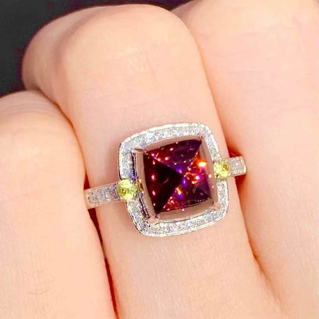 14k Gold 4.25 Ct Natural Tourmaline & Diamond Ring - 5