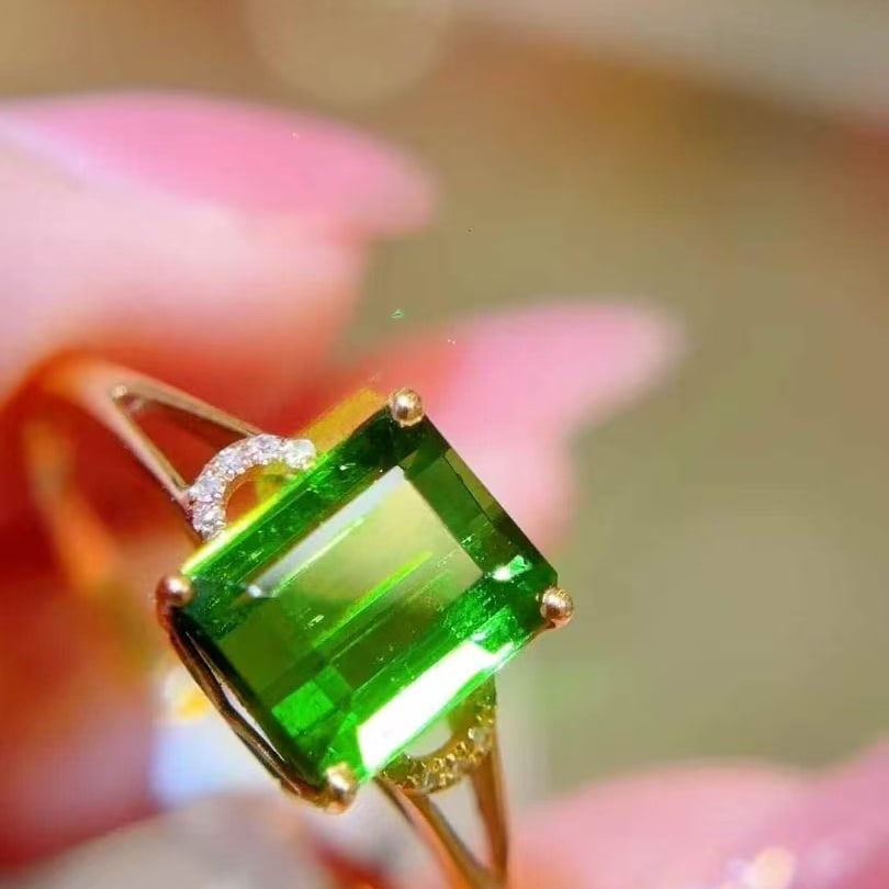 14k Gold 2.55 Ct Natural Tourmaline & Diamond Ring - 3